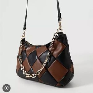 NWT Mango plait shoulder bag in brown and black.